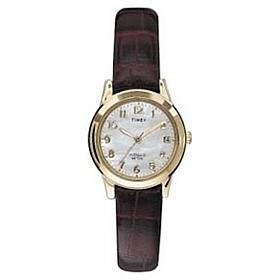 Timex Women's Mother-of-Pearl Dial Leather Strap Watch