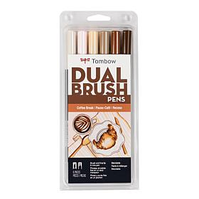 Tombow Dual Brush Pen Art Markers - Coffee Break Palette 6-Pack