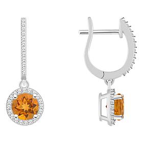 Top Choice Gems 6mm Gem and Diamond Hugger Hoop Dangle Earrings