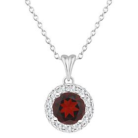 Top Choice Gems 7mm Round Gem and White Topaz Pendant with Chain