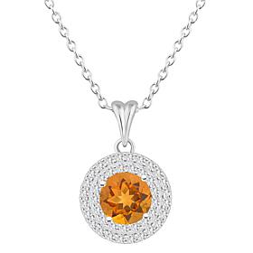 Top Choice Gems 7mm Round Gem and White Topaz Pendant with Chain
