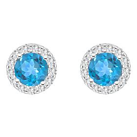 Top Choice Gems  7mm Round Gem and White Topaz Stud Earrings