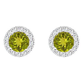 Top Choice Gems  7mm Round Gem and White Topaz Stud Earrings