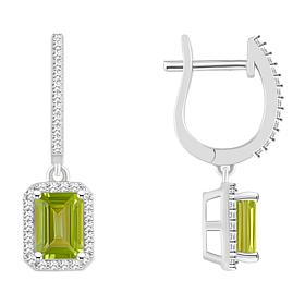 Top Choice Gems 7x5mm Emerald-Cut Gem and Diamond Dangle Earrings