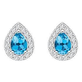 Top Choice Gems  8x5mm Pear Gem and White Topaz Stud Earrings
