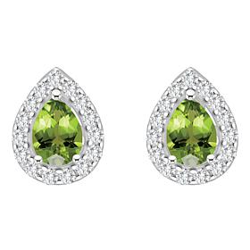 Top Choice Gems  8x5mm Pear Gem and White Topaz Stud Earrings