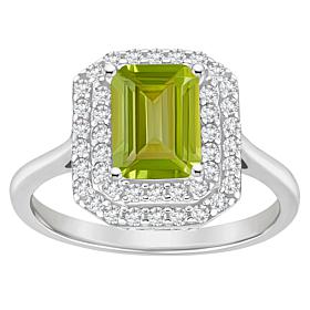 Top Choice Gems 8x6mm Emerald-Cut Gem and White Topaz Double Halo Ring