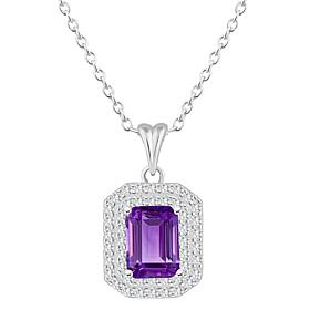Top Choice Gems 8x6mm Emerald-Cut Gem & White Topaz Pendant with Chain