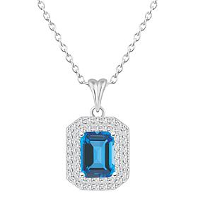 Top Choice Gems 8x6mm Emerald-Cut Gem & White Topaz Pendant with Chain