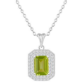 Top Choice Gems 8x6mm Emerald-Cut Gem & White Topaz Pendant with Chain