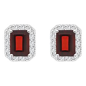 Top Choice Gems 8x6mm Emerald-Cut Gem and White Topaz Stud Earrings