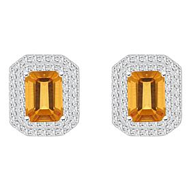 Top Choice Gems 8x6mm Emerald-Cut Gem and White Topaz Stud Earrings