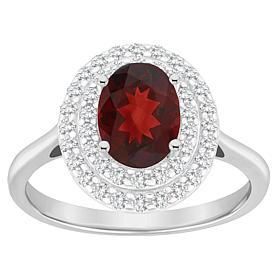 Top Choice Gems 8x6mm Oval Gem and White Topaz Double Halo Ring