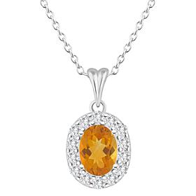 Top Choice Gems 8x6mm Oval Gem and White Topaz Pendant with Chain