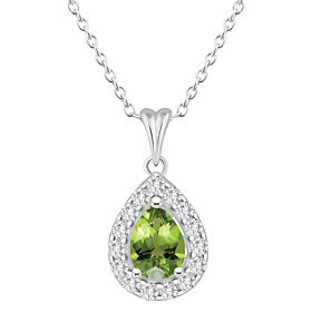 Top Choice Gems 8x6mm Pear Gem and White Topaz Pendant with Chain