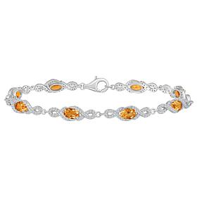Top Choice Gems Gem and White Topaz 6x4mm Oval Stone Halo Bracelet