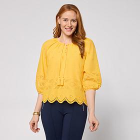 Tower Hill by Christie Brinkley Eyelet Detail Top