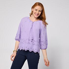 Tower Hill by Christie Brinkley Eyelet Detail Top
