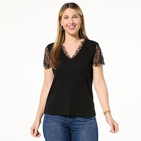 Tower Hill by Christie Brinkley Lace Sleeve Knit Top