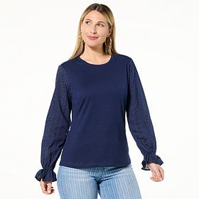 Tower Hill by Christie Brinkley Mixed Media Balloon Sleeve Top