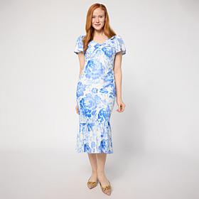 Tower Hill by Christie Brinkley Printed Sweetheart Neck Dress