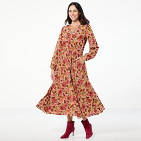 Tower Hill by Christie Brinkley V-Neck Long-Sleeve Maxi Dress