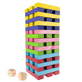 Toy Time Multicolor Giant Wooden Stacking Game with Dice