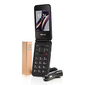 Tracfone BLU FLEX 4G Flip Phone w/Powerbank & 1,200 Min/Text/Data