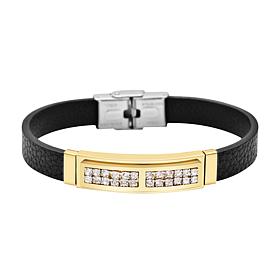 Two Row CZ Leather Bracelet