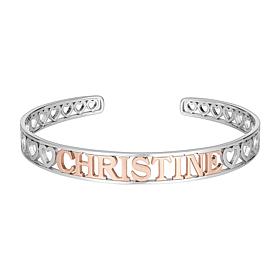 Two-Tone Sterling Silver Name Cuff Bracelet