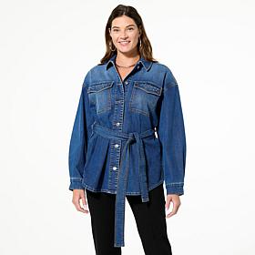 TWRHLL by Christie Brinkley Denim Studded Jacket