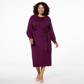 TWRHLL by Christie Brinkley Knit Cowl Neck Dress 