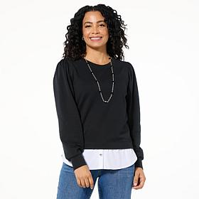 TWRHLL by Christie Brinkley Mixed Media Pullover Sweatshirt