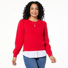 TWRHLL by Christie Brinkley Mixed Media Pullover Sweatshirt
