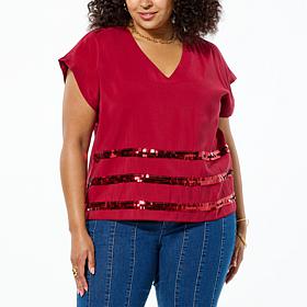 TWRHLL by Christie Brinkley Sequin Detail Top