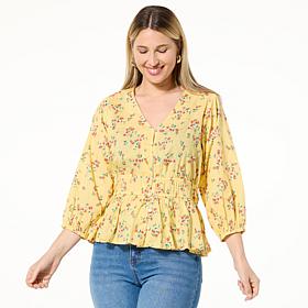 TWRHLL by Christie Brinkley Smocked Waist Top