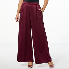 TWRHLL by Christie Brinkley Soft Satin Pleated Pant