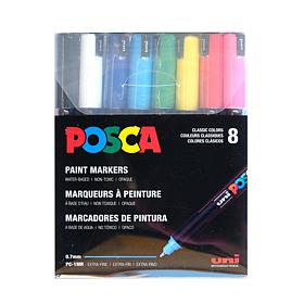 Uni Posca Paint Markers 8-Color Extra Fine Tip Set