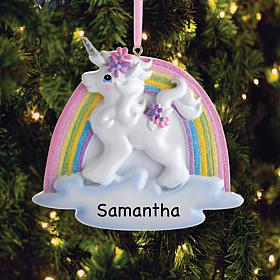 Unicorn with Pastel Rainbow Personalized Ornament