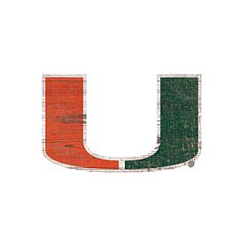 University of Miami Distressed Logo Cutout Sign