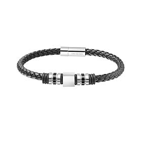 Van Heusen Men's Braided Leather Bracelet with Ornaments