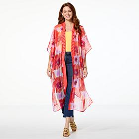 Vince Camuto Jewel Print Open Front Duster