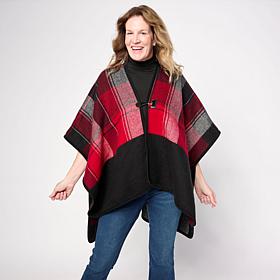 Vince Camuto Reversible Woven Plaid Topper