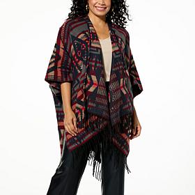 Vince Camuto Western Jacquard Open Front Poncho