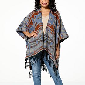 Vince Camuto Western Jacquard Open Front Poncho
