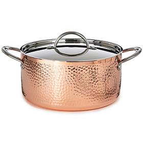 Vintage Hammered Tri-Ply Copper 9.5" Stockpot 5.75qt with Lid