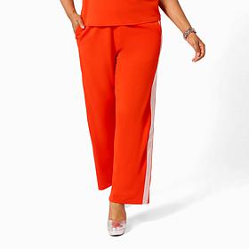 Vivica A. Fox Collection Luxe Crepe Knit Pull-On Pant w/Metallic Trim