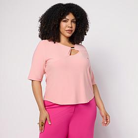 Vivica A. Fox Collection V-Neck Elbow-Sleeve Jersey Knit Shirt