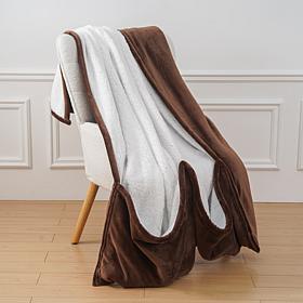 Warm & Cozy Plush and Sherpa 60" x 70" Throw with Foot Pocket