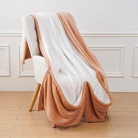 Warm & Cozy Plush and Sherpa 60" x 70" Throw with Foot Pocket